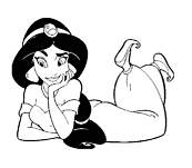 coloriage princesse jasmine allongÃ©e